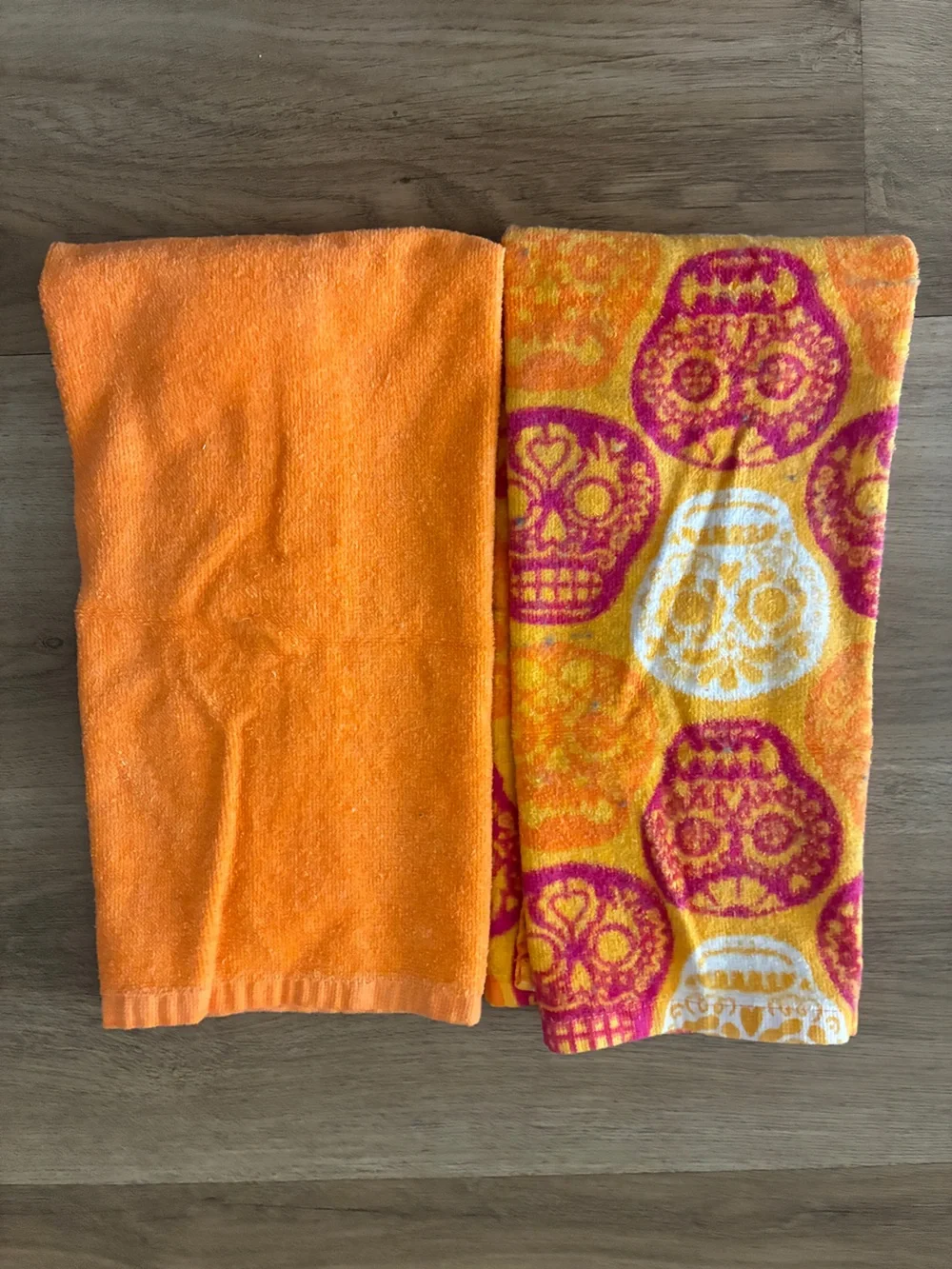 Day of the Dead Sugar Skull Cotton Hand Towels Set of 2 Halloween Fall EUC